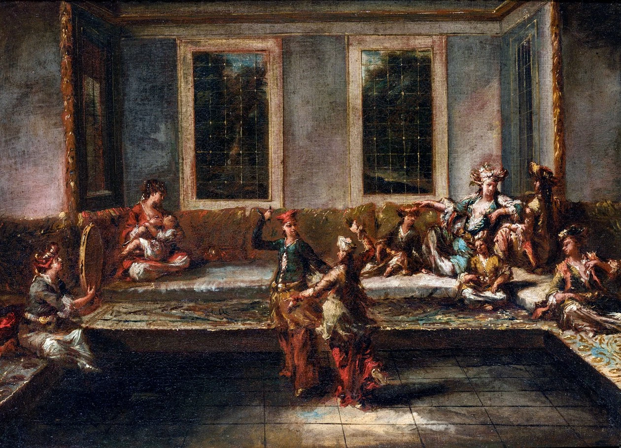Coppia danzante nell'harem